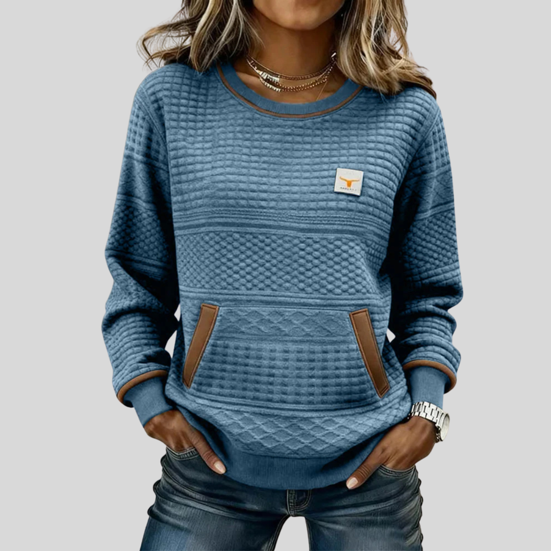 Constance │ Women's Crew Neck Quilted Panel Sweatshirt