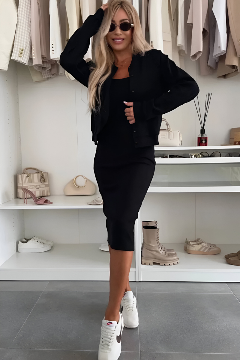 Maud │ Women's Sleeveless Midi Dress And Longline Cardigan Set