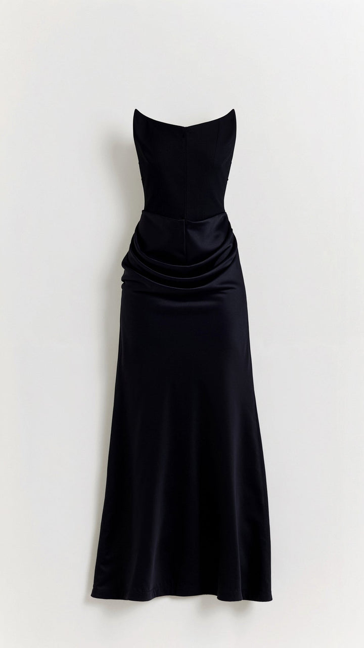 Isabella | Women's Strapless Ruched Corset Bodice Maxi Dress