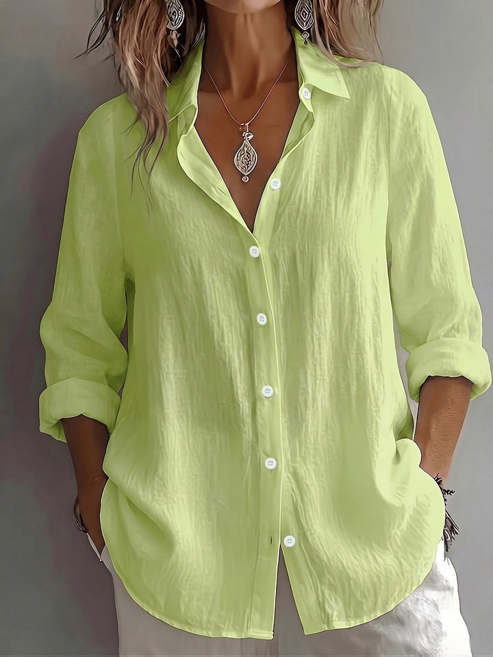Evie | Women's Long Sleeve Button-Up Collared Linen Shirt