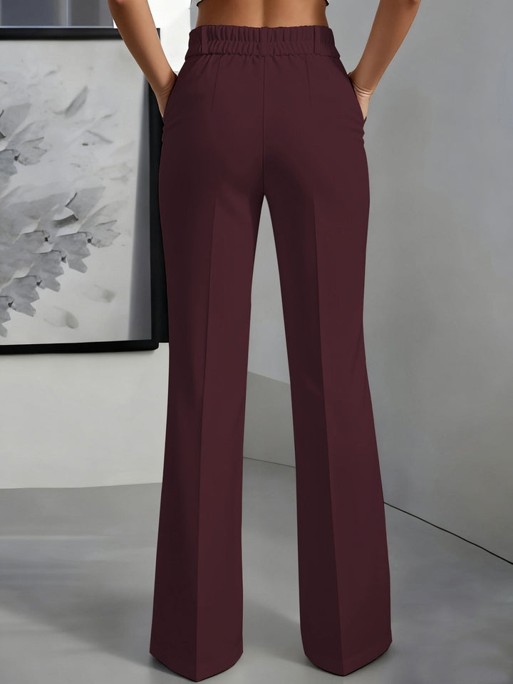 Georgina │ Women's High Waisted Wide Leg Trousers With Pressed Front Crease