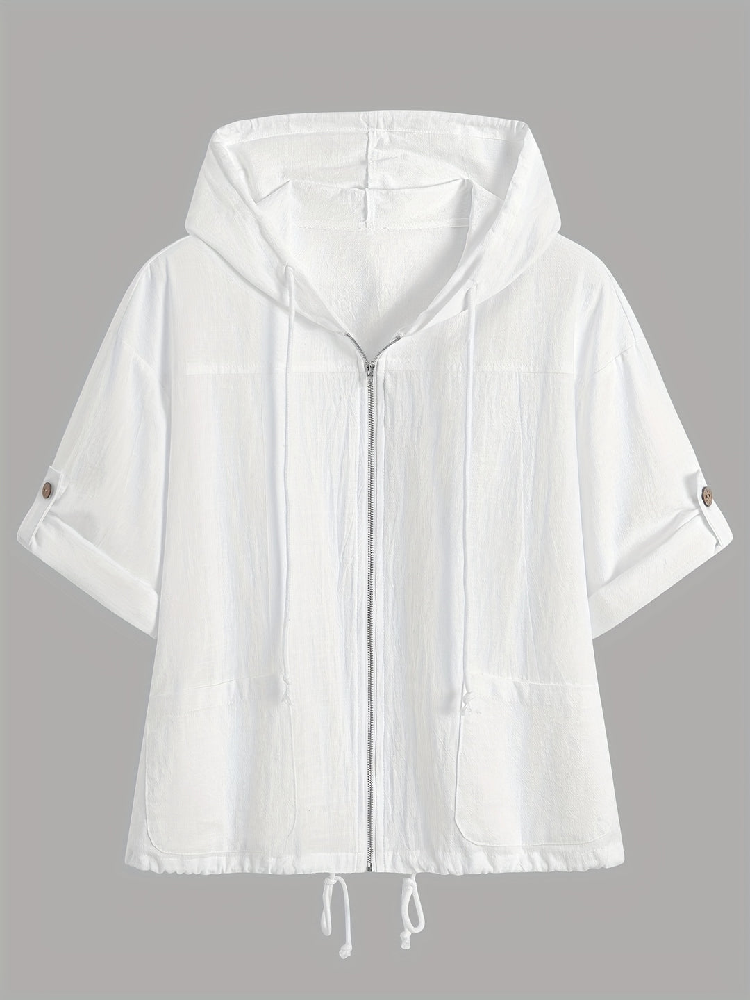 Harriet │ Women's Hooded Short Sleeve Zip Front Top