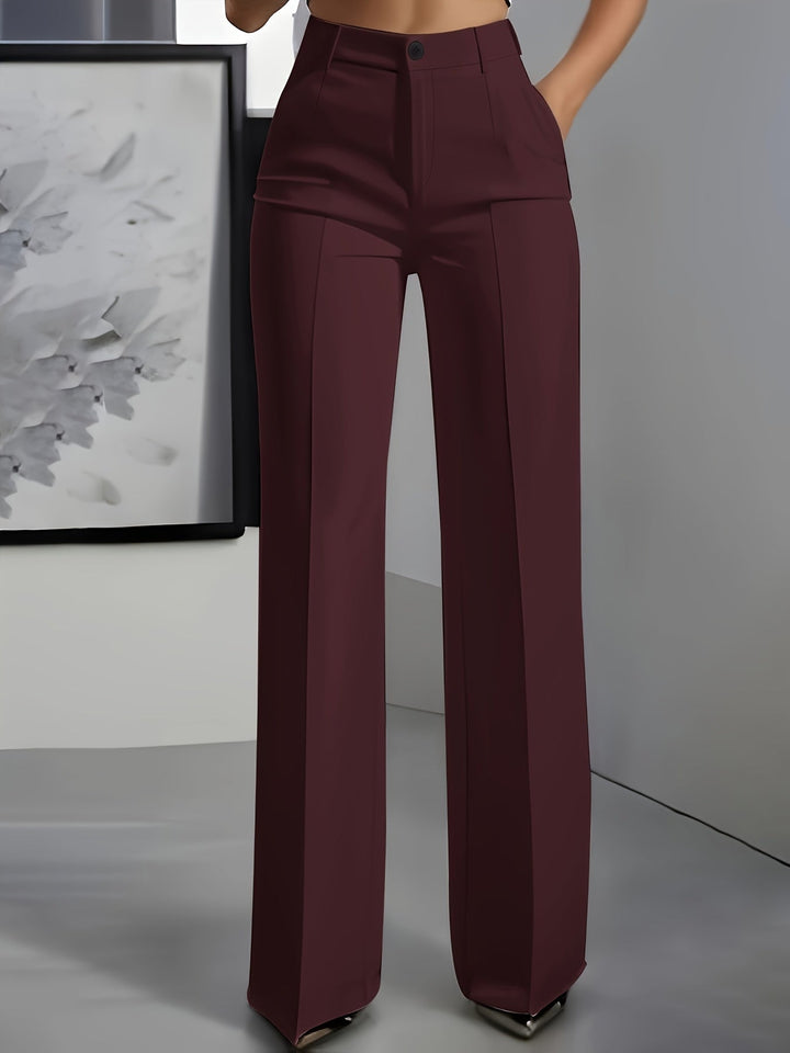 Georgina │ Women's High Waisted Wide Leg Trousers With Pressed Front Crease