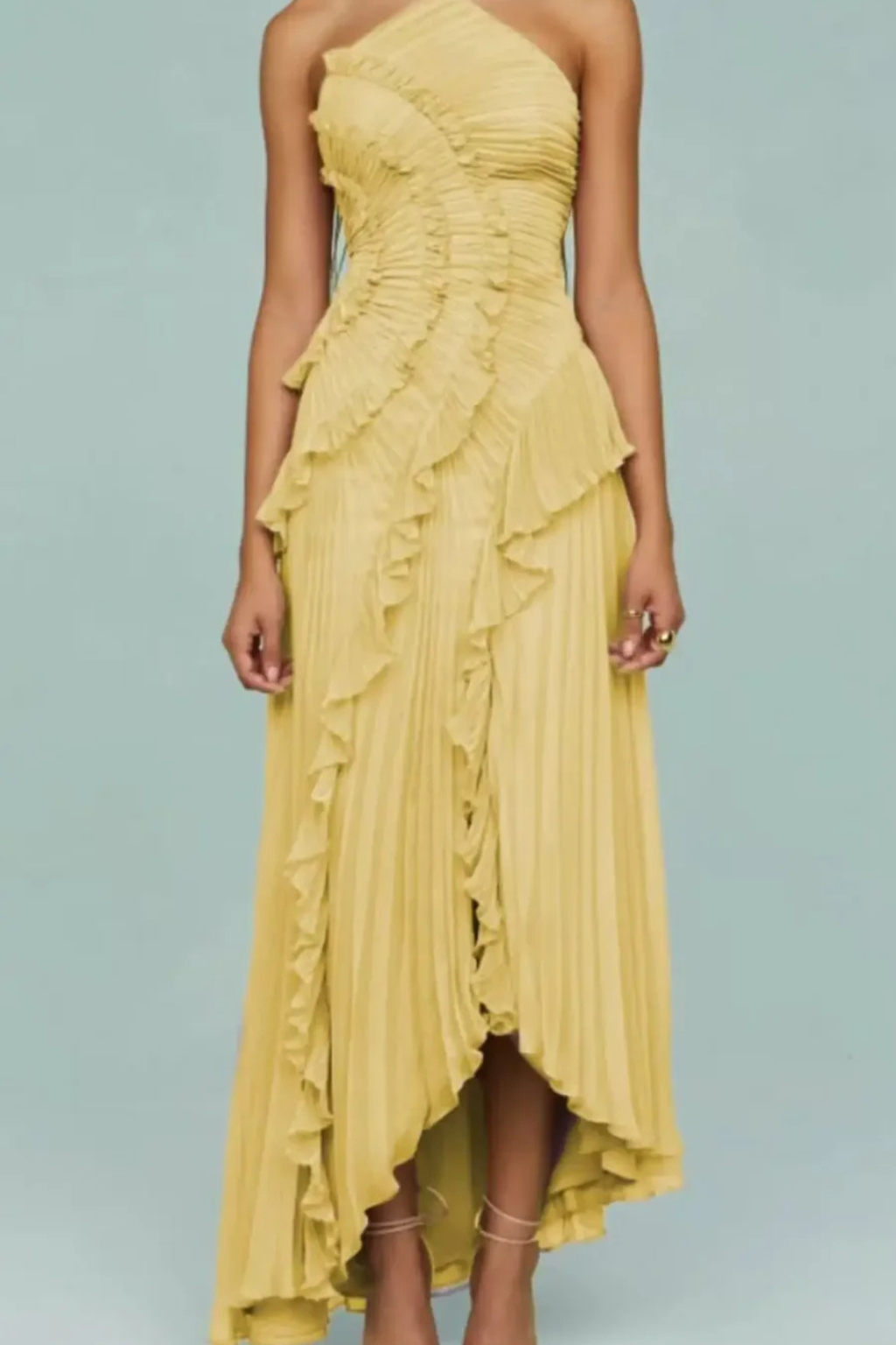 Cordelia │ Women's Halter Neck Tiered Ruffle Maxi Summer Wedding Guest Dress