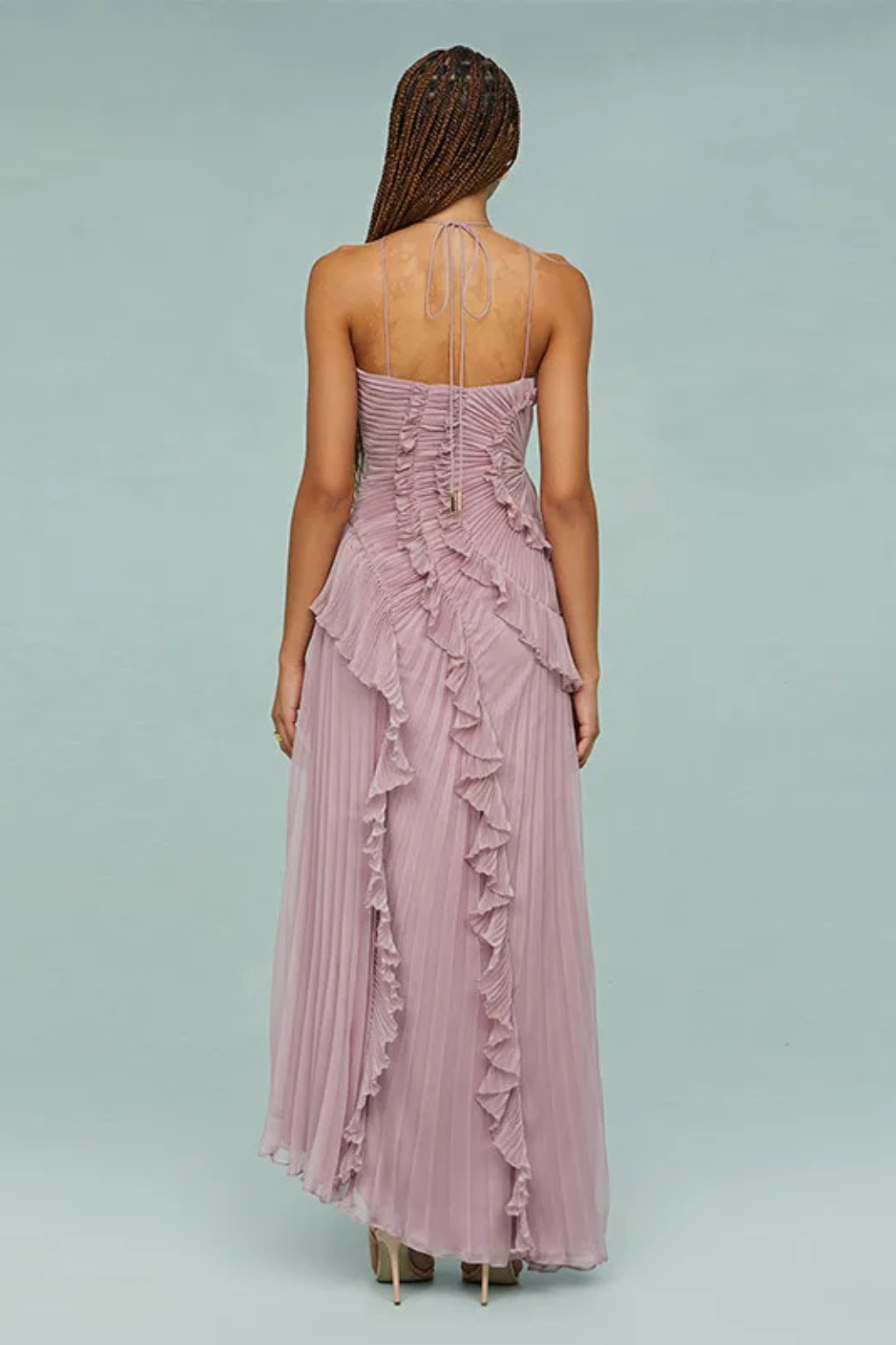 Cordelia │ Women's Halter Neck Tiered Ruffle Maxi Summer Wedding Guest Dress