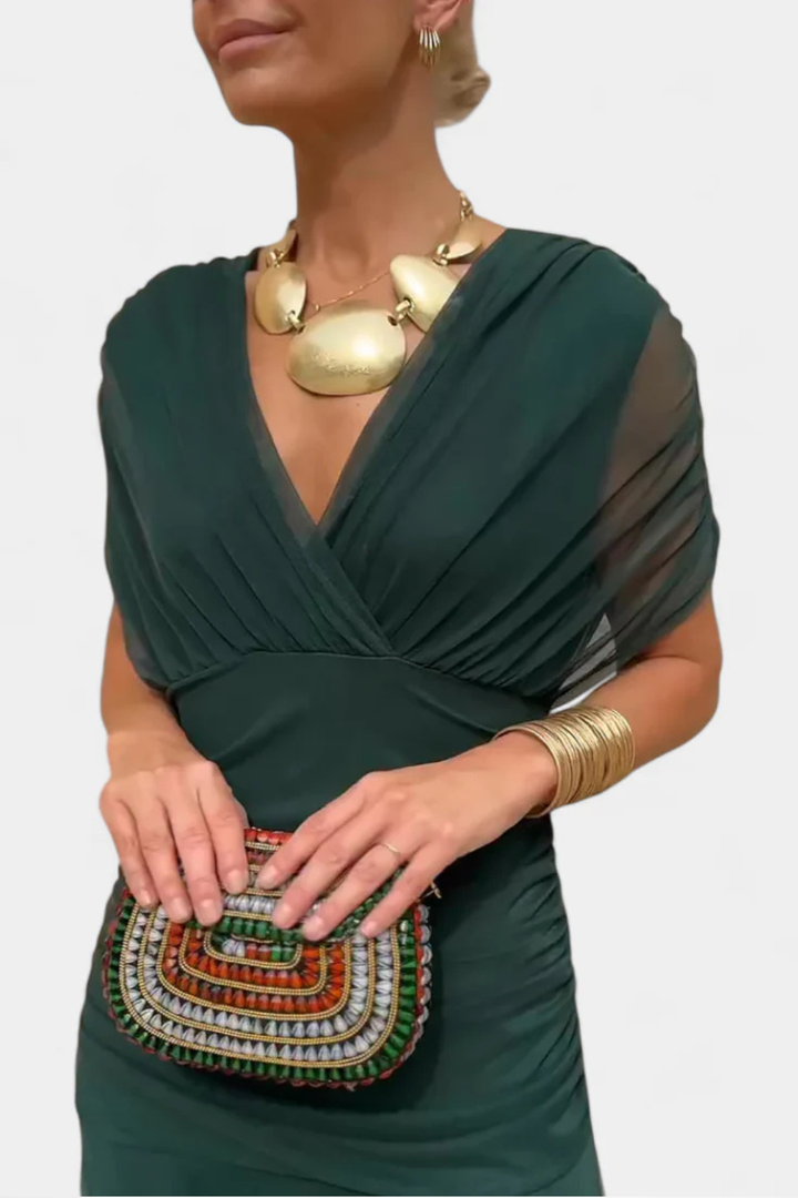 Genevieve │ Women's Off-Shoulder Pleated Maxi Summer Dress