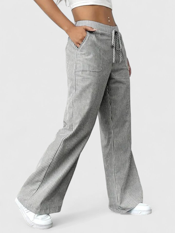 Agatha │ Women's Wide Leg Drawstring Waist Trousers
