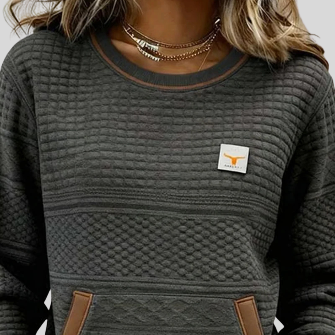Constance │ Women's Crew Neck Quilted Panel Sweatshirt