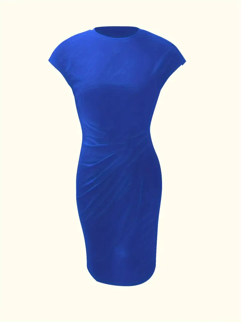 Verity │ Women's Short Sleeve Bodycon Midi Dress With Twisted Waist Detail