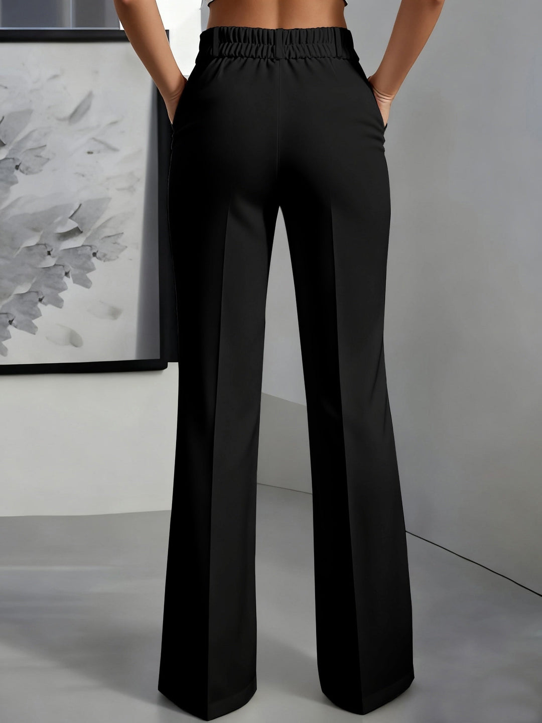 Georgina │ Women's High Waisted Wide Leg Trousers With Pressed Front Crease