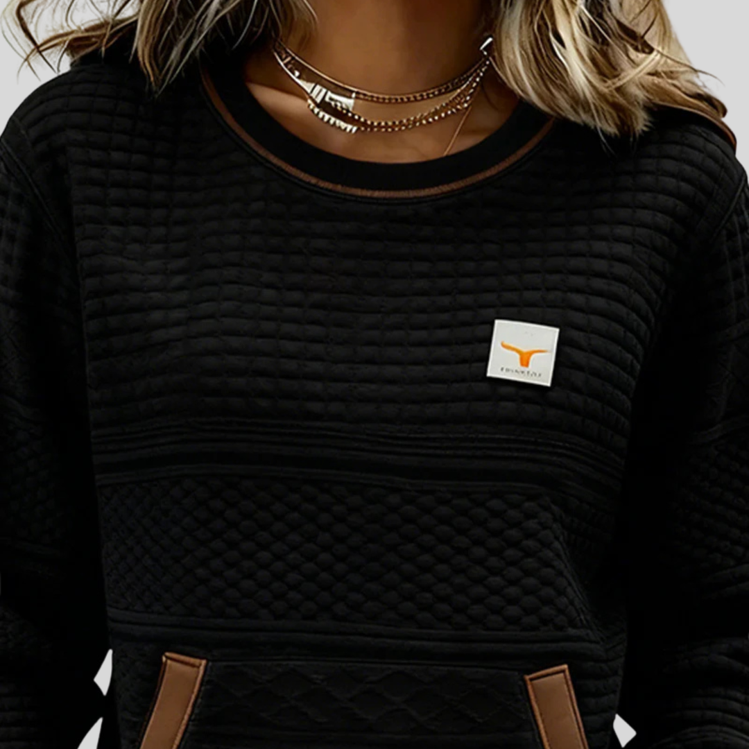 Constance │ Women's Crew Neck Quilted Panel Sweatshirt