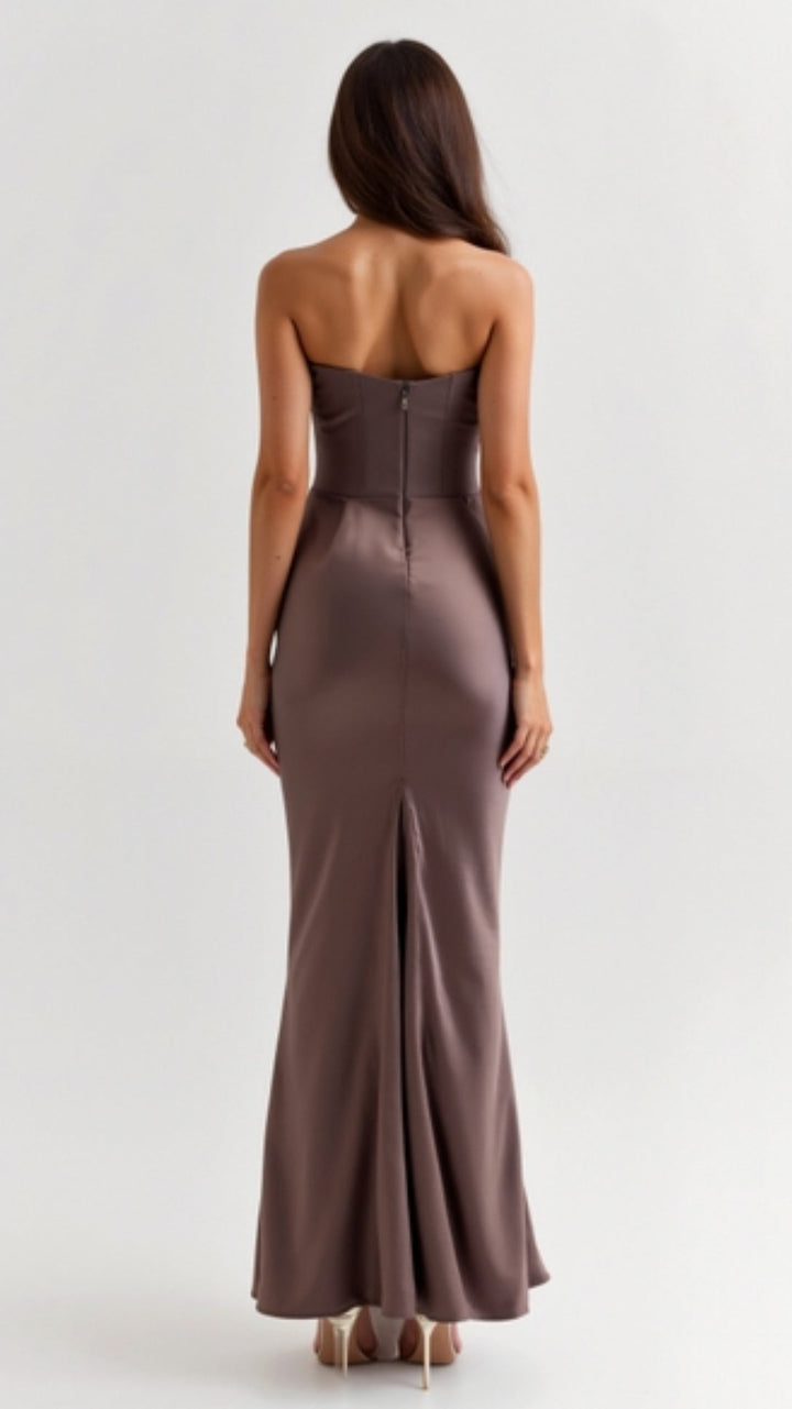 Isabella | Women's Strapless Ruched Corset Bodice Maxi Dress