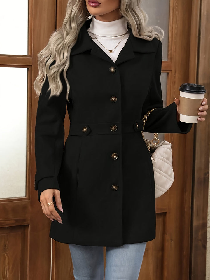 Martha │ Women's Tailored Mid-Length Coat With Notched Lapels And Button Front