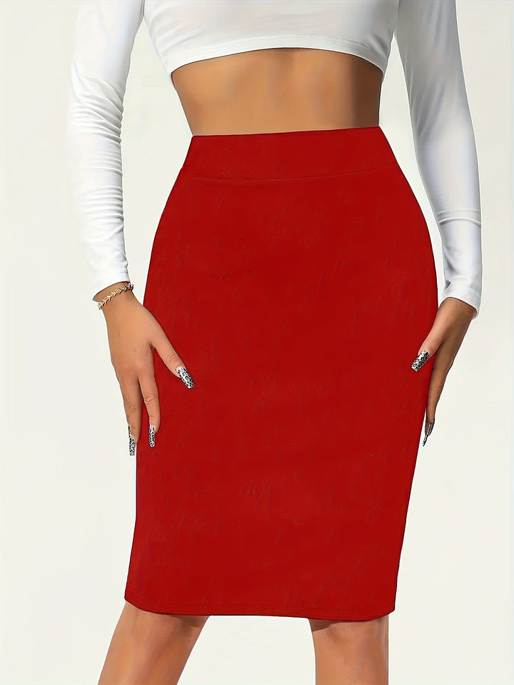 Olive | Women's High Waist Houndstooth Pencil Skirt