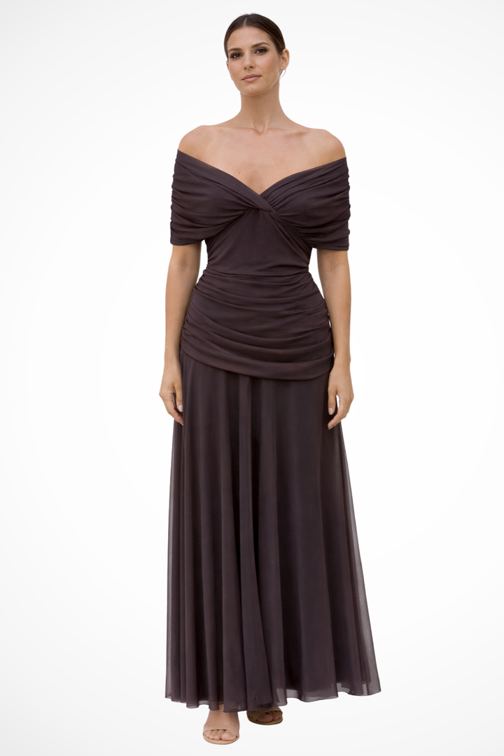 Genevieve │ Women's Off-Shoulder Pleated Maxi Summer Dress