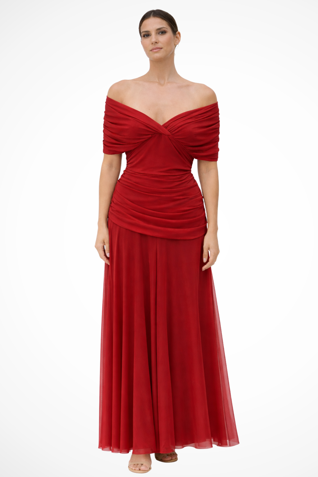 Genevieve │ Women's Off-Shoulder Pleated Maxi Summer Dress