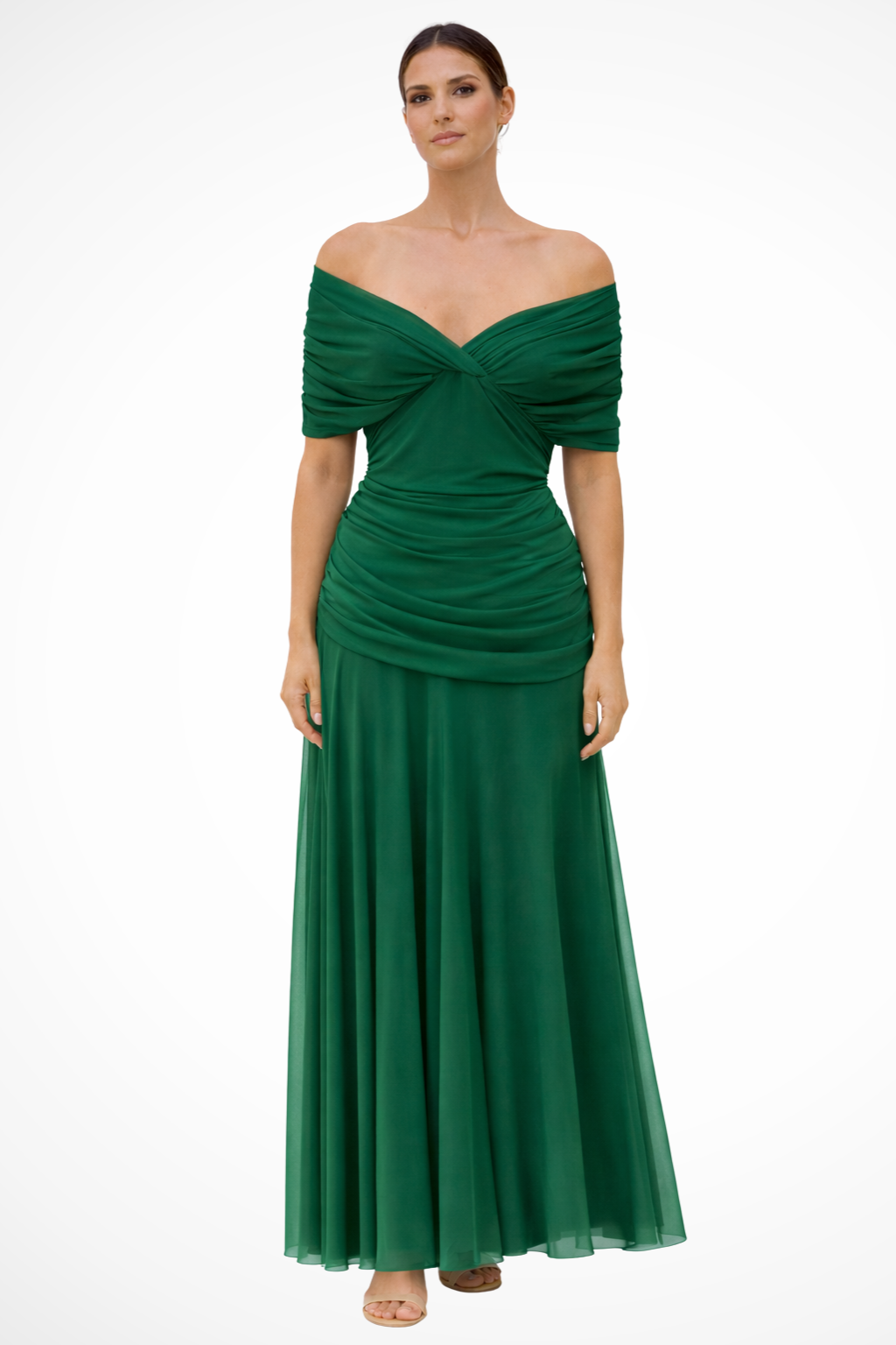 Genevieve │ Women's Off-Shoulder Pleated Maxi Summer Dress