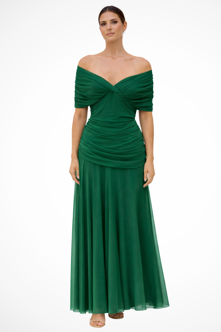 Genevieve │ Women's Off-Shoulder Pleated Maxi Summer Dress