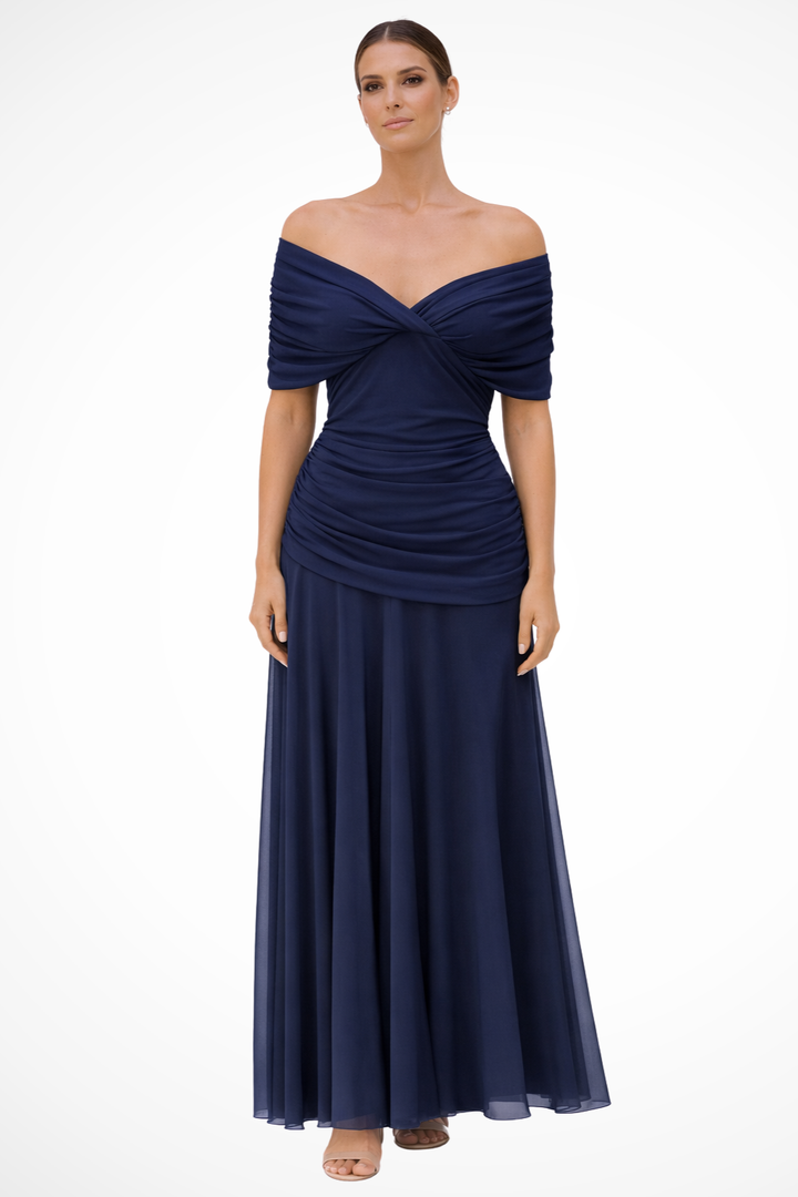 Genevieve │ Women's Off-Shoulder Pleated Maxi Summer Dress