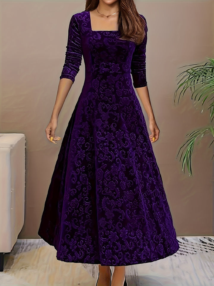 Josephine │ Women's Velvet Square Neck Wedding Guest Maxi Dress