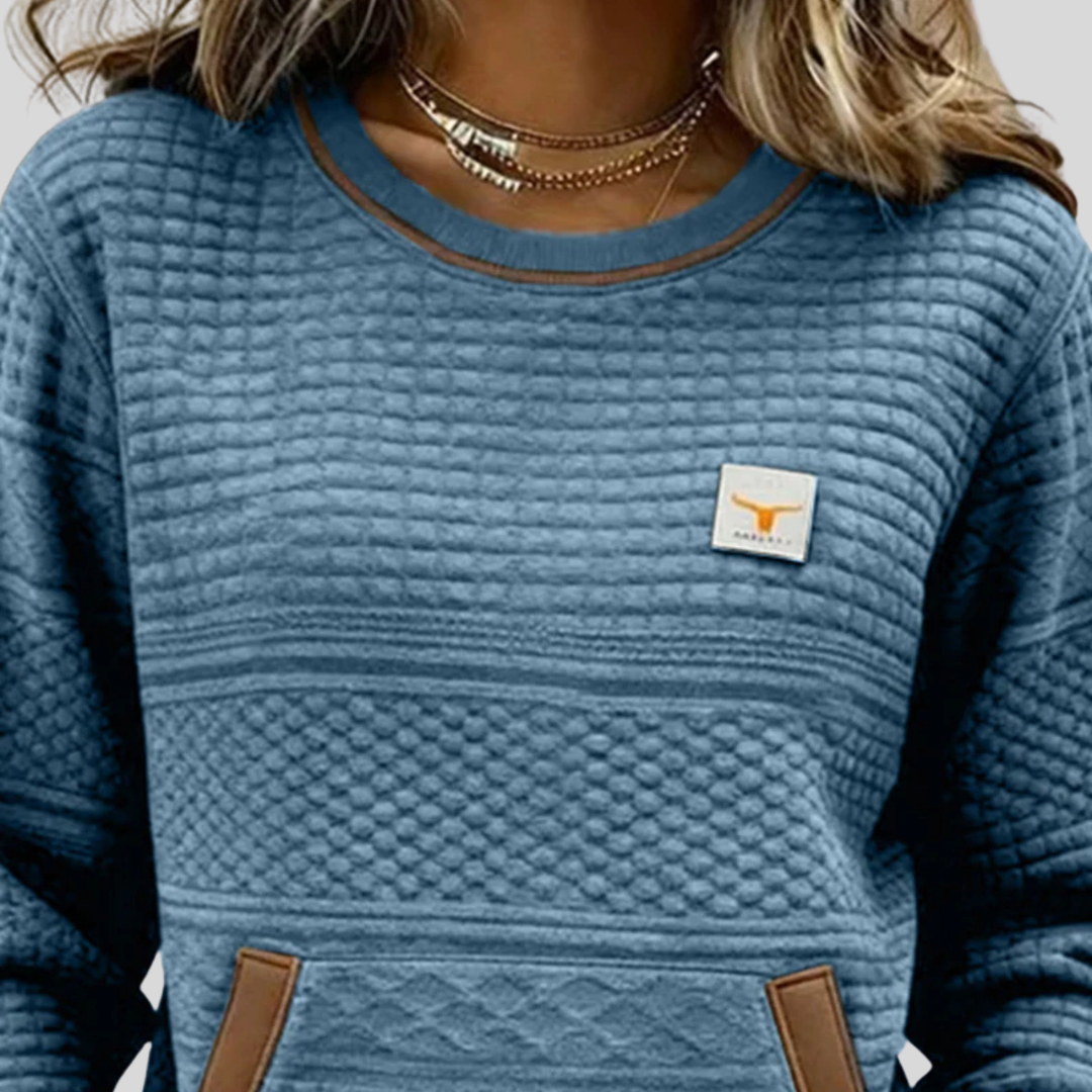 Constance │ Women's Crew Neck Quilted Panel Sweatshirt