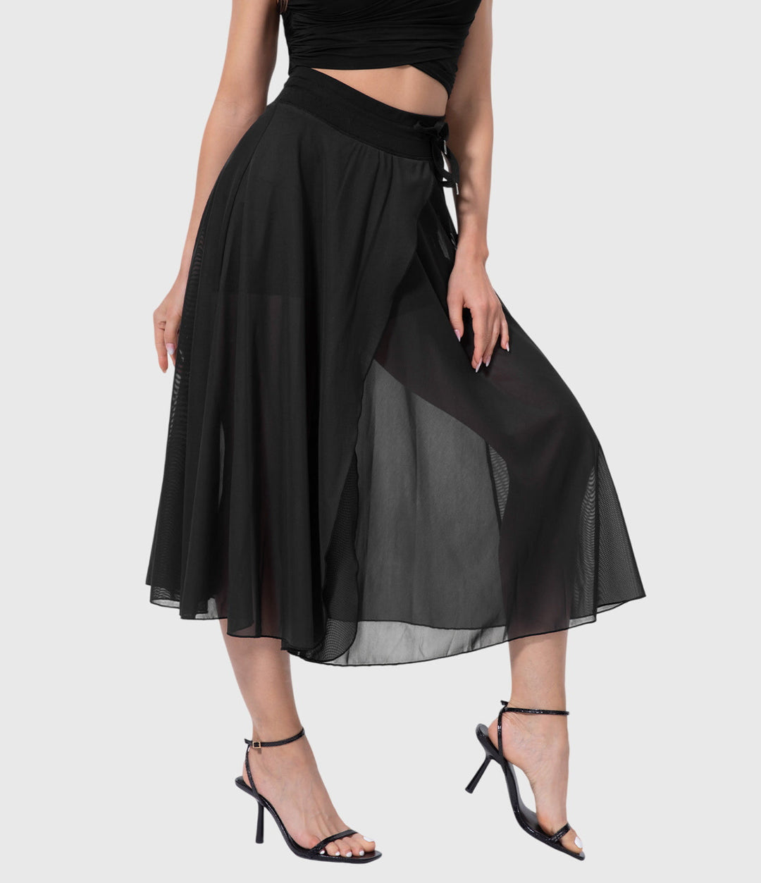 Arabella │ Women's High Waist Two-Layer Midi Skirt