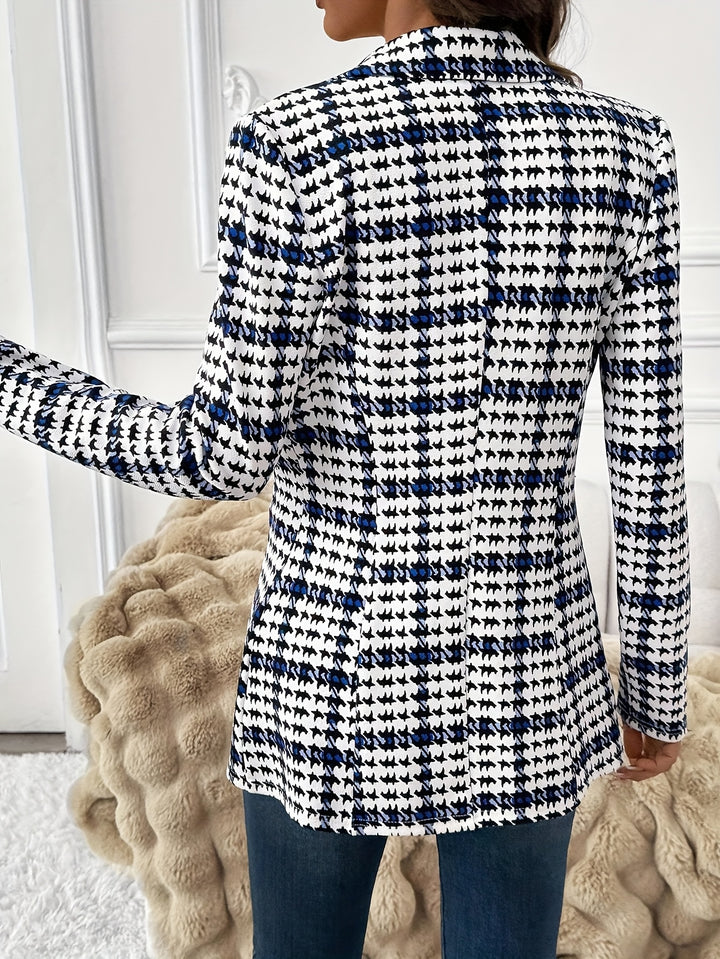 Matilda │ Women's Houndstooth Print Long-Sleeve Blazer