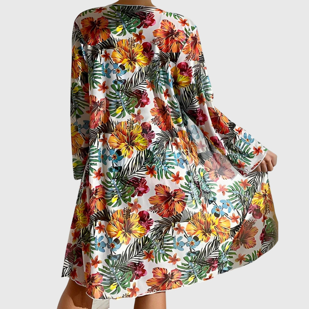 Elena │ Women's Floral Tie-Front Bikini Swimwear Set With Cover-Up