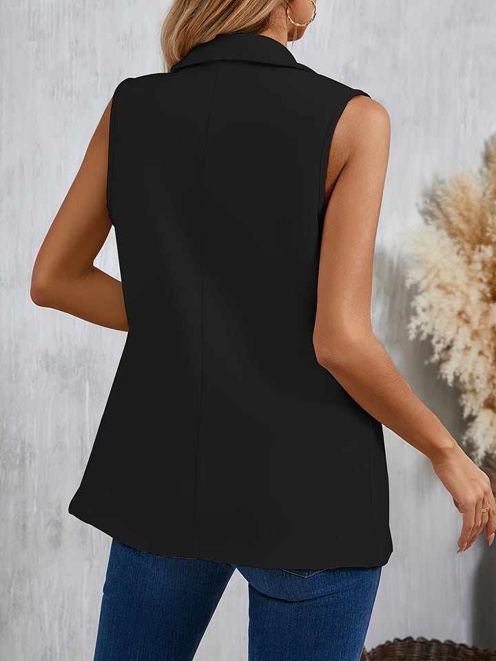 Beatrice │ Women's Sleeveless Longline Vest With Lapel Collar And Button Front