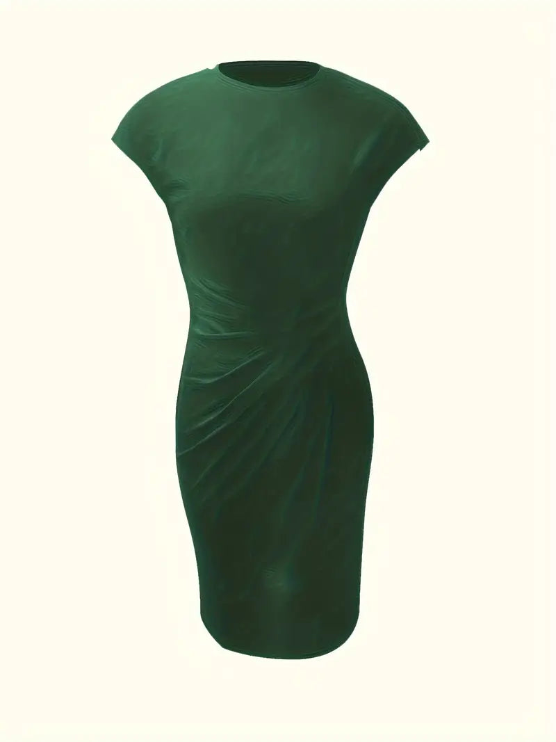 Verity │ Women's Short Sleeve Bodycon Midi Dress With Twisted Waist Detail