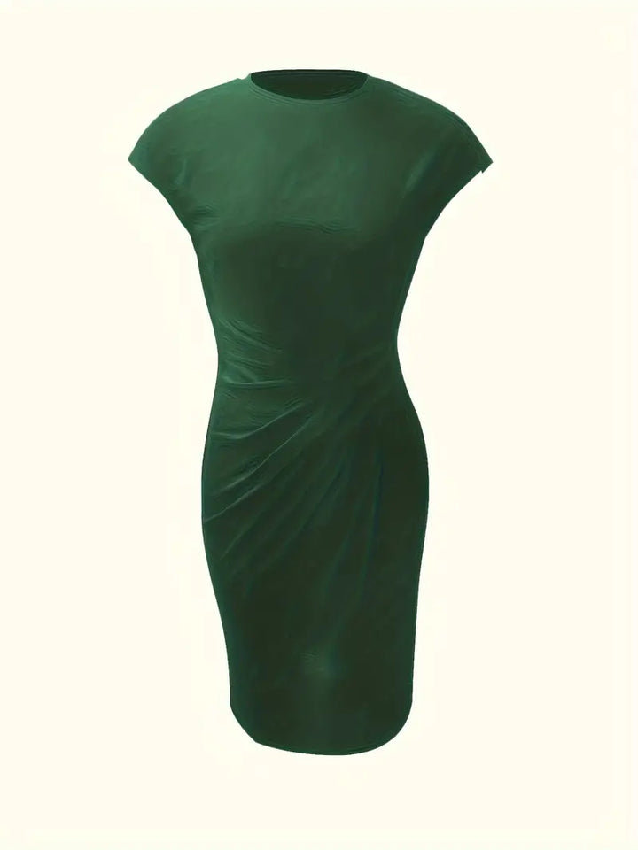 Verity │ Women's Short Sleeve Bodycon Midi Dress With Twisted Waist Detail