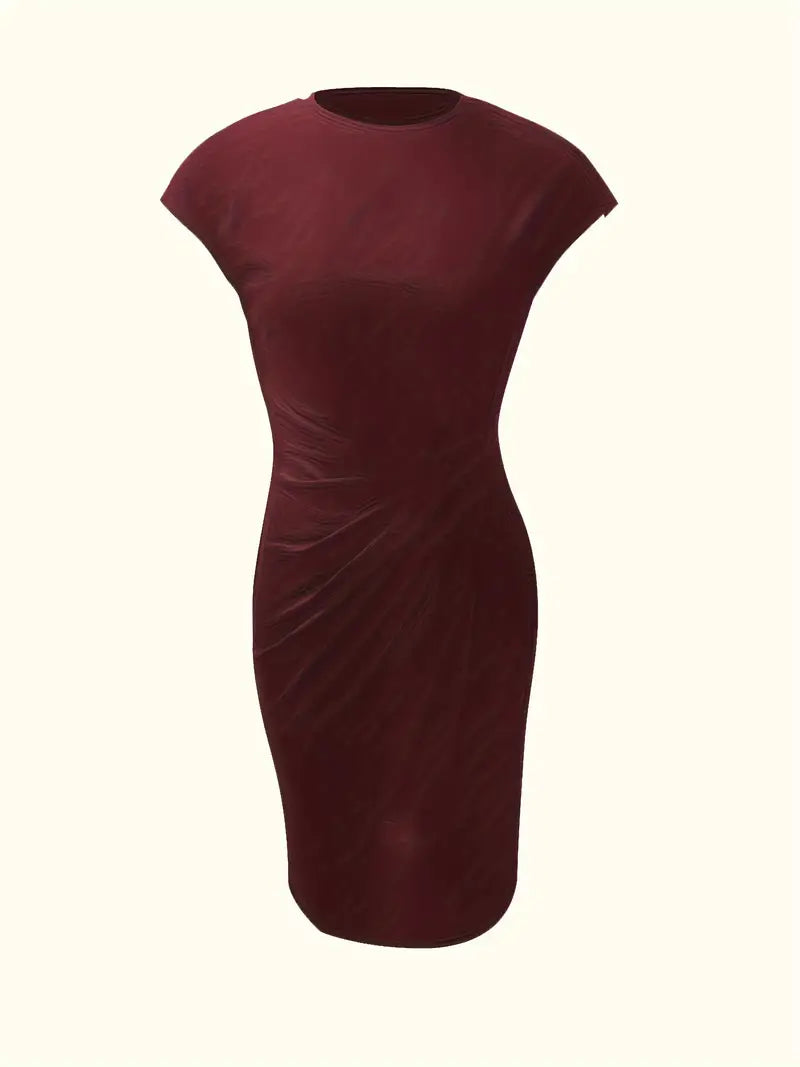 Verity │ Women's Short Sleeve Bodycon Midi Dress With Twisted Waist Detail