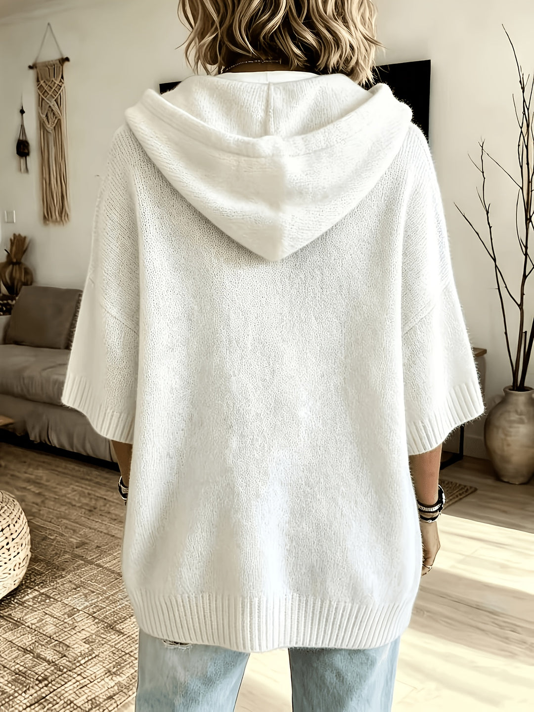 Estelle │ Women's Knitted Hooded Jumper With Drawstring And Ribbed Cuffs
