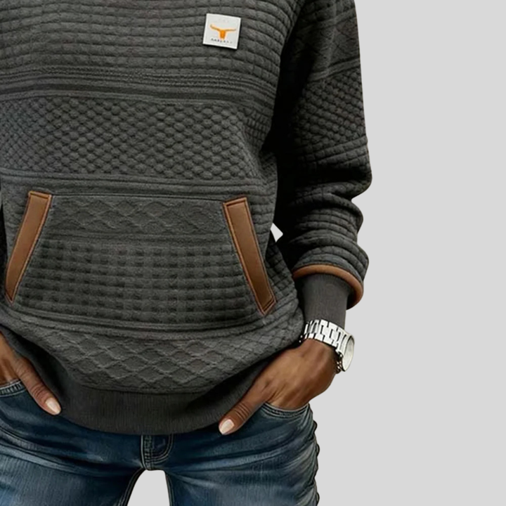 Constance │ Women's Crew Neck Quilted Panel Sweatshirt