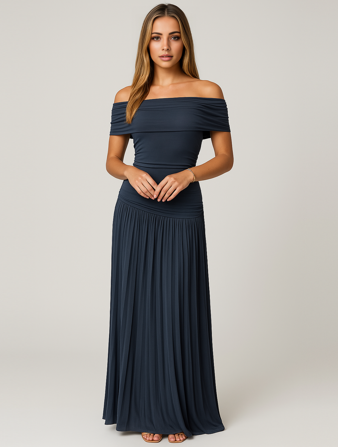 Thessaly │ Women's Pleated Maxi Wedding Guest Dress