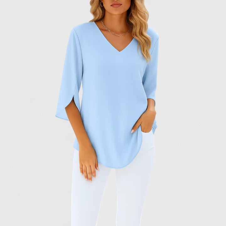 Georgia | Women's V-Neck Blouse With Split Sleeves