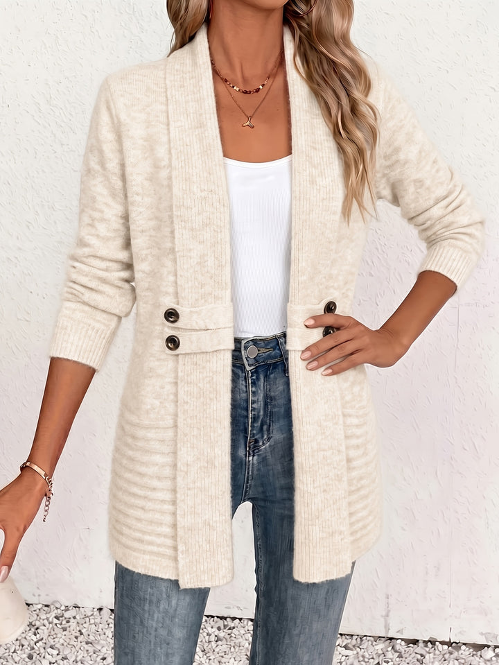 Mia | Women's Open Front Shawl Collar Belted Knit Cardigan