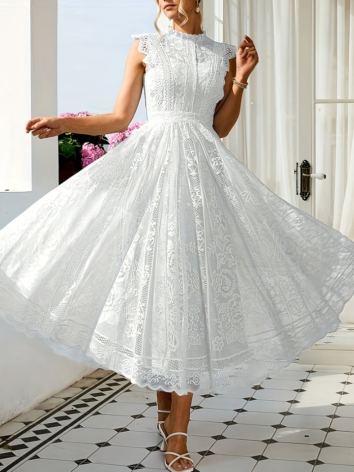 Tabitha │ Women's High Neck Lace Wedding Guest Maxi Dress