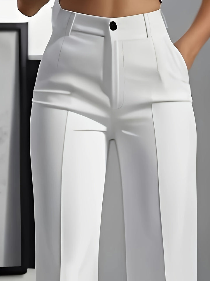 Georgina │ Women's High Waisted Wide Leg Trousers With Pressed Front Crease
