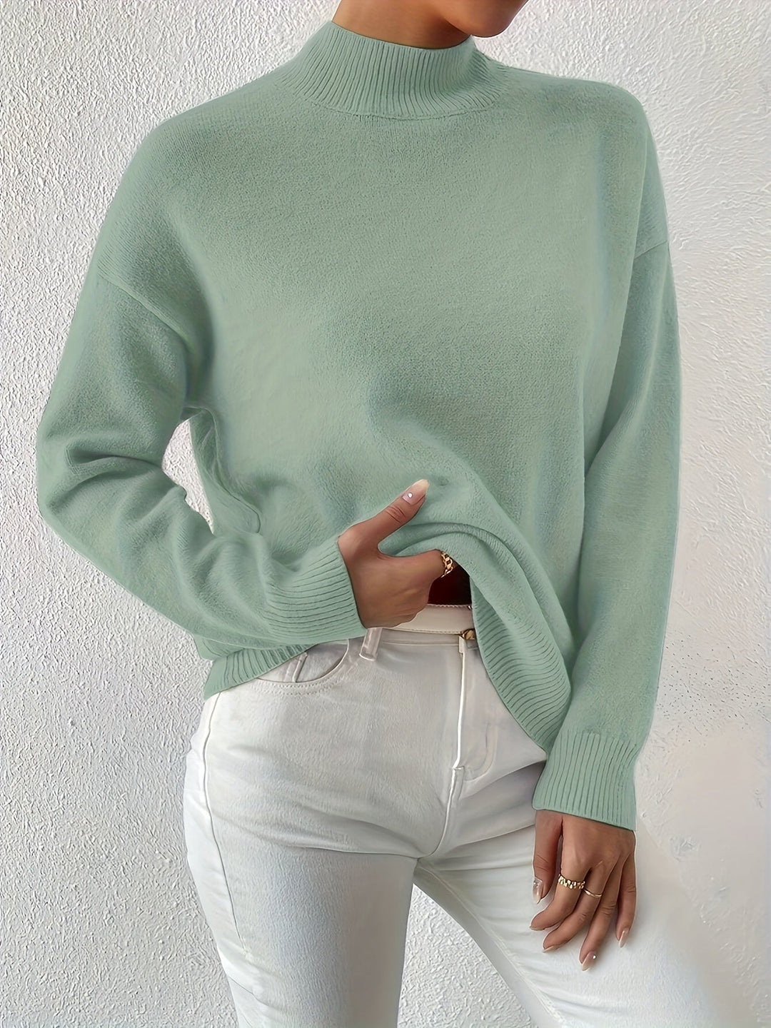 Augusta │ Women's Ribbed Funnel Neck Long Sleeve Knitted Jumper