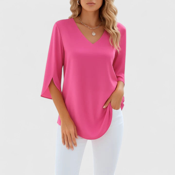 Georgia | Women's V-Neck Blouse With Split Sleeves