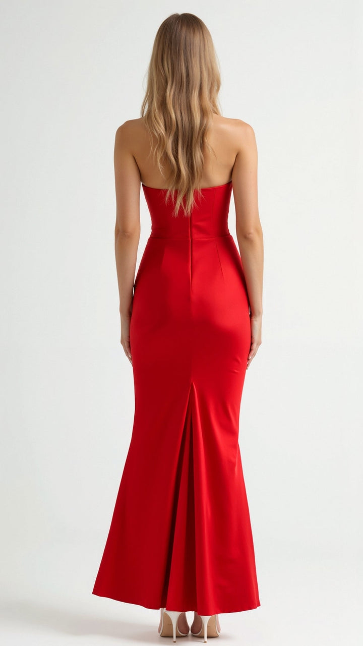 Isabella | Women's Strapless Ruched Corset Bodice Maxi Dress