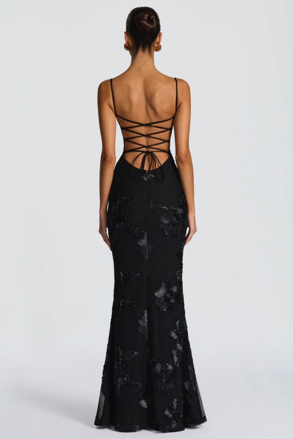 Evangeline │ Women's Floral Embroidered Corset Maxi Wedding Guest Dress With Cami Straps