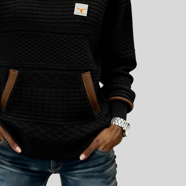 Constance │ Women's Crew Neck Quilted Panel Sweatshirt