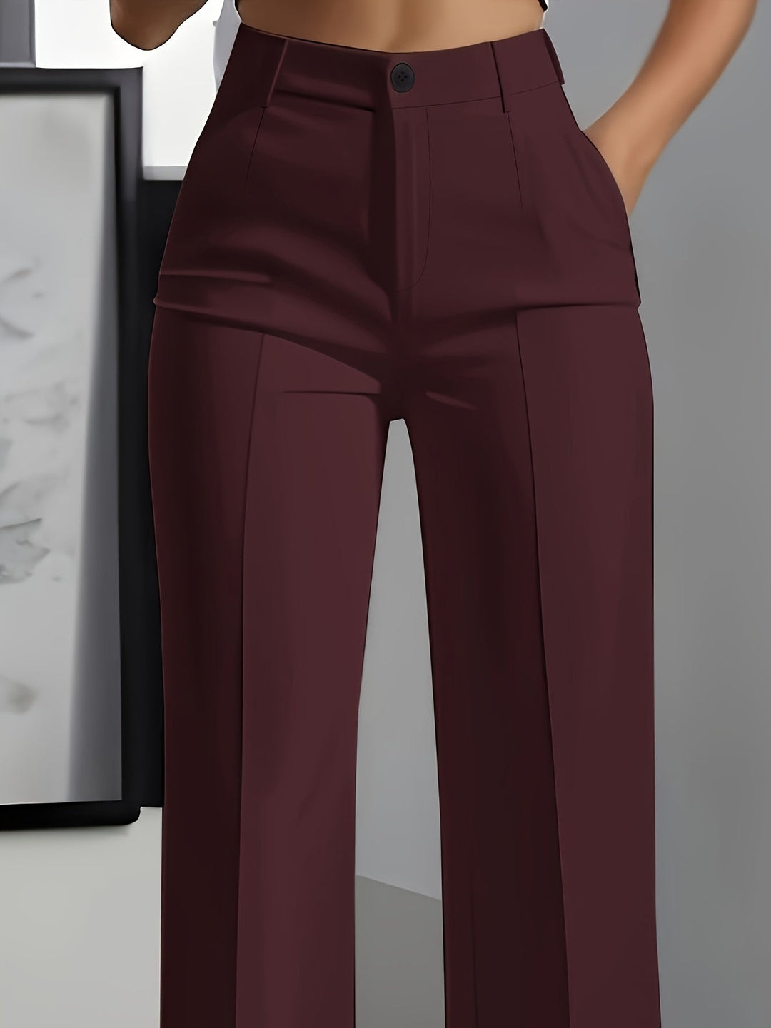 Georgina │ Women's High Waisted Wide Leg Trousers With Pressed Front Crease