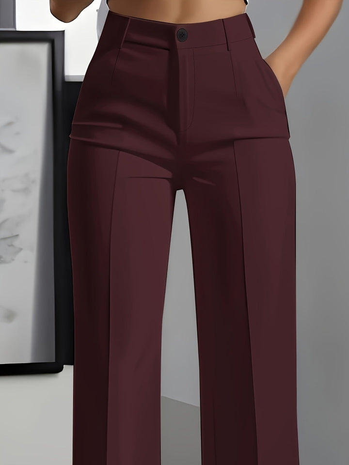Georgina │ Women's High Waisted Wide Leg Trousers With Pressed Front Crease
