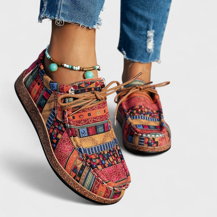 Lydia │ Women's Patchwork Lace-Up Sneakers
