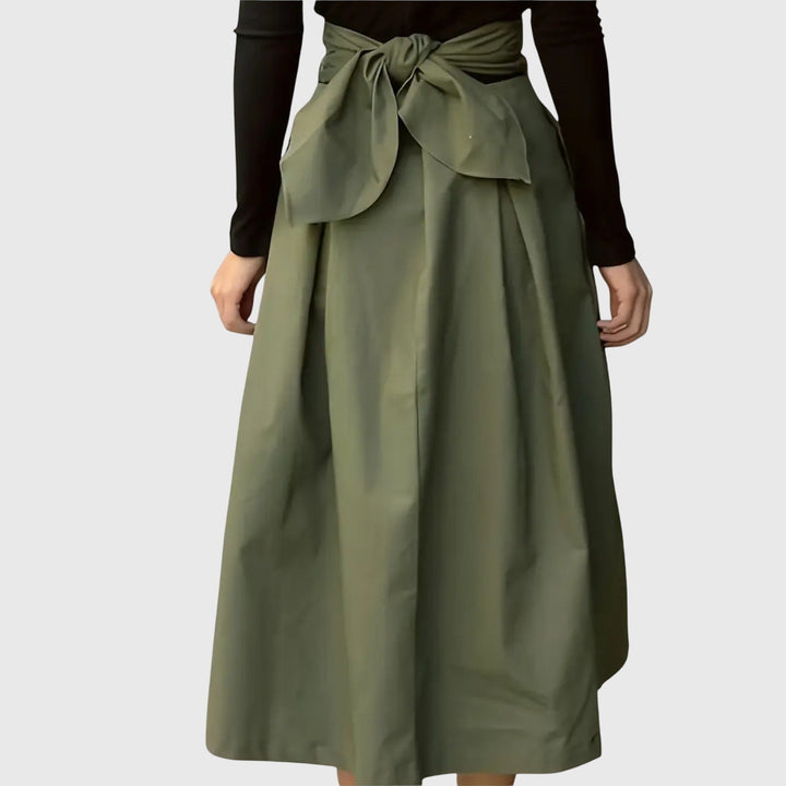 Caroline │ Women's A-Line Midi Skirt With Belted Waist