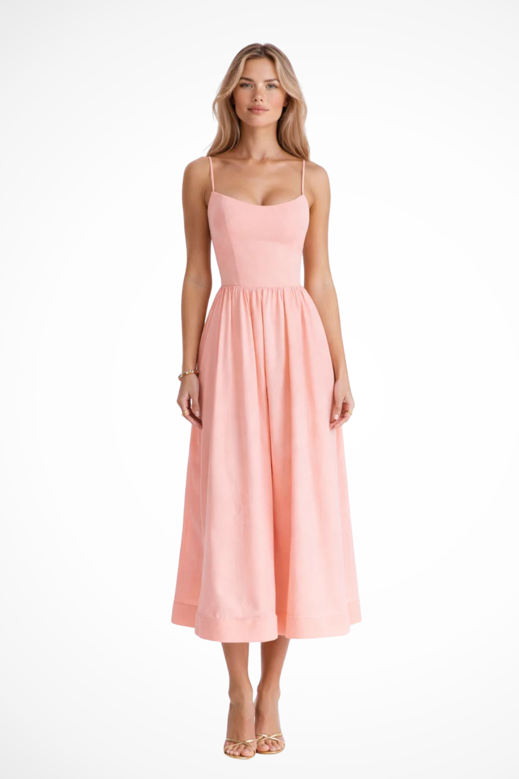 Rosalind │ Women's A-Line Midi Wedding Guest Dress With Structured Bodice