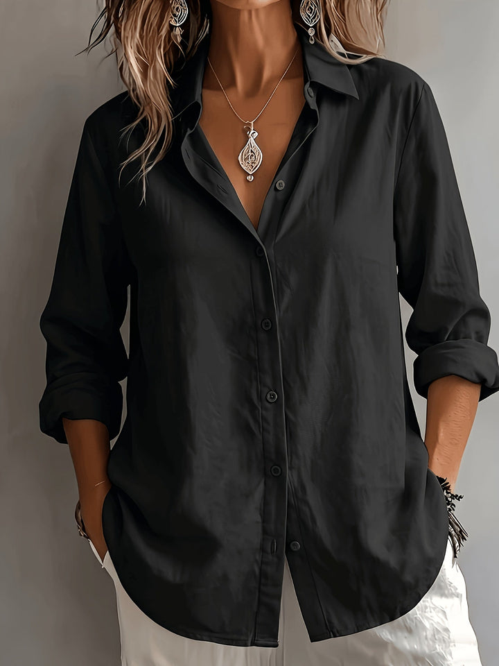 Evie | Women's Long Sleeve Button-Up Collared Linen Shirt